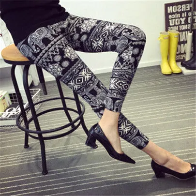 Hot 2017 Print Flower Leggings Leggins Plus Size Legins Guitar Plaid Thin Pant Fashion Women aptitud Trousers K092