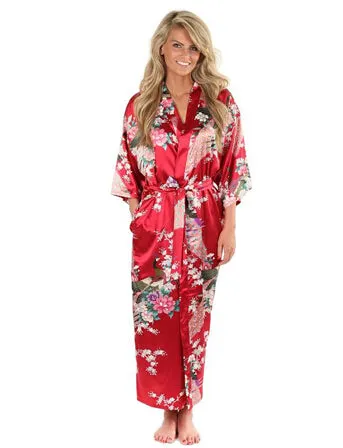 Hot Sale Blue Female Silk Rayon Robes Gown Kimono Yukata Chinese Women Sexy Lingerie Sleepwear Plus Size S M L XL XXL XXXL A-046