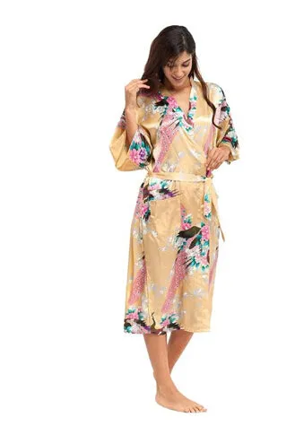 Hot Sale Blue Female Silk Rayon Robes Gown Kimono Yukata Chinese Women Sexy Lingerie Sleepwear Plus Size S M L XL XXL XXXL A-046