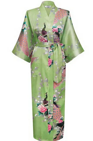 Hot Sale Blue Female Silk Rayon Robes Gown Kimono Yukata Chinese Women Sexy Lingerie Sleepwear Plus Size S M L XL XXL XXXL A-046