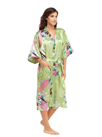 Hot Sale Blue Female Silk Rayon Robes Gown Kimono Yukata Chinese Women Sexy Lingerie Sleepwear Plus Size S M L XL XXL XXXL A-046