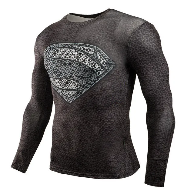 Hot Sale Fitness MMA Compression Shirt Men Anime Bodybuilding Long Sleeve Crossfit 3D Superman Punisher T Shirt Tops Tees