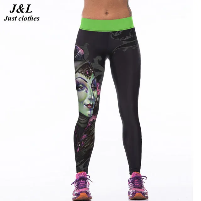 J&L Hot Sales! 3D Print Sporting Leggings Women Skull Girl Birds Printed Fitness Leggings 22 Styles Workout Clothes For Women