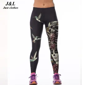 J&L Hot Sales! 3D Print Sporting Leggings Women Skull Girl Birds Printed Fitness Leggings 22 Styles Workout Clothes For Women