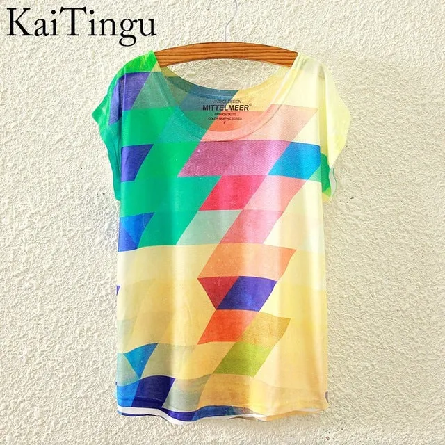 KaiTingu 2017 Brand New Fashion Spring Summer Harajuku Short Sleeve T Shirt Women Tops Eiffel Tower Printed T-shirt White Cloth