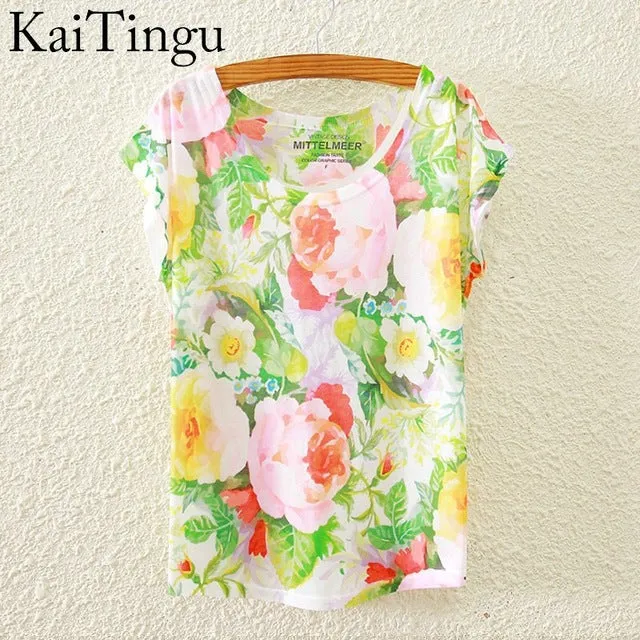 KaiTingu 2017 Brand New Fashion Spring Summer Harajuku Short Sleeve T Shirt Women Tops Eiffel Tower Printed T-shirt White Cloth