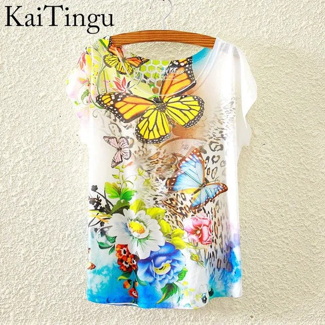 KaiTingu 2017 Brand New Fashion Spring Summer Harajuku Short Sleeve T Shirt Women Tops Eiffel Tower Printed T-shirt White Cloth