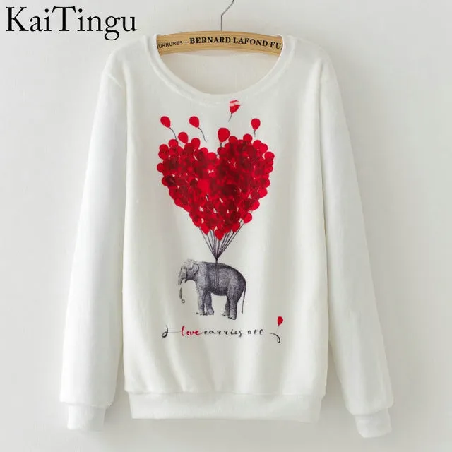 KaiTingu Brand 2017 New Fashion Autumn Women Long Sleeve Flannel Tracksuit Hoodie Dream Catcher Print Casual Pullover Sweatshirt