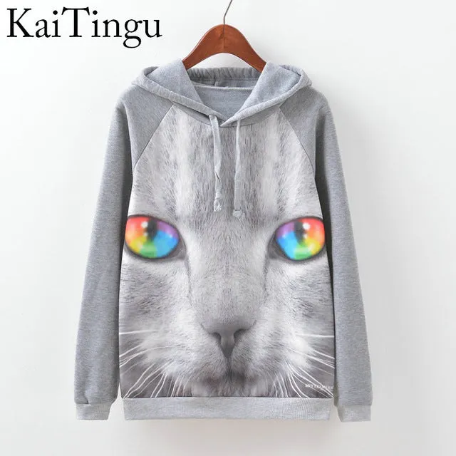 KaiTingu Brand Fashion Autumn Winter Long Sleeve Women Sweatshirt Harajuku Owl Print Hoodies Hooded Tracksuit Jumper Pullover