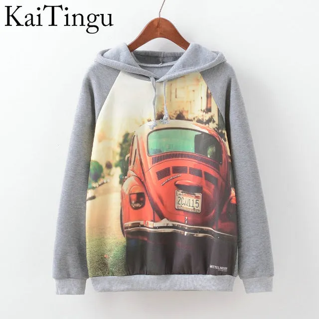 KaiTingu Brand Fashion Autumn Winter Long Sleeve Women Sweatshirt Harajuku Owl Print Hoodies Hooded Tracksuit Jumper Pullover