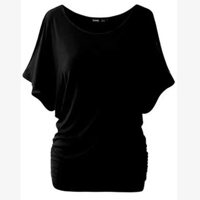 LASPERAL Brand T Shirt Women Batwing Sleeve Shirts Top Solid O-Neck Cotton Blend Summer Tee Tops Female Plus Size Casual Shirts