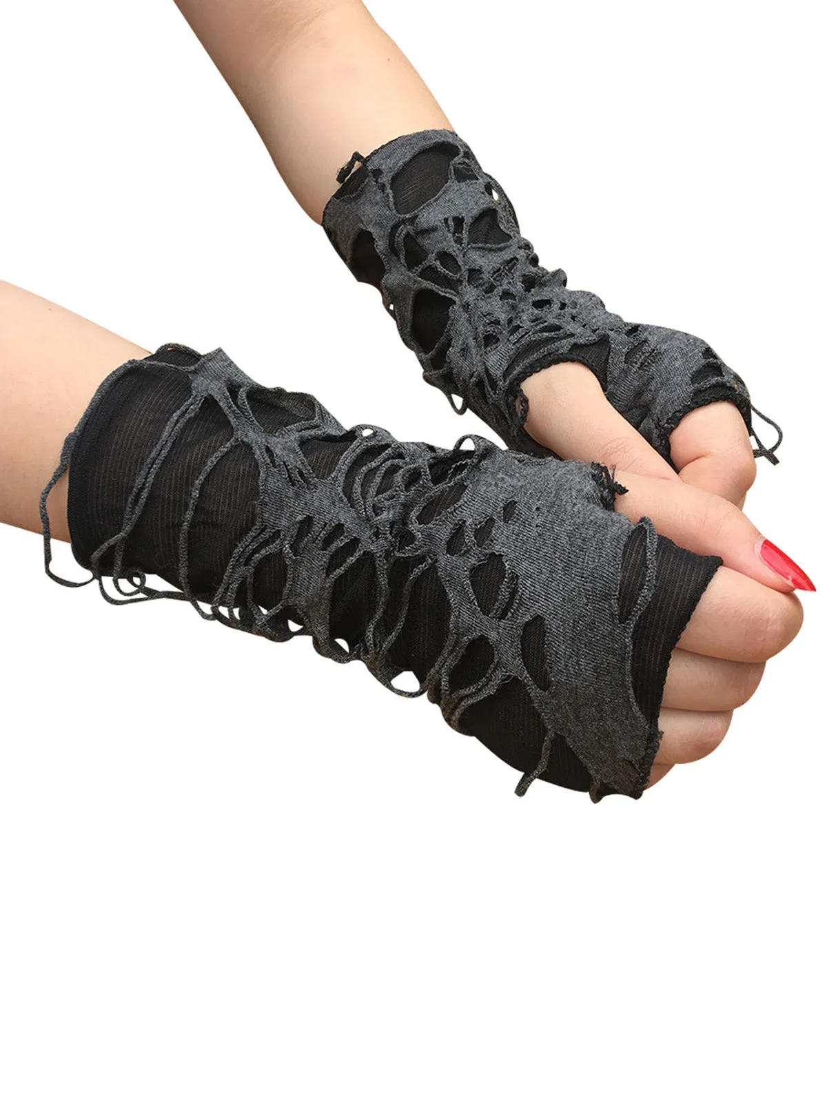 Latest Halloween Ripped Punk Gloves