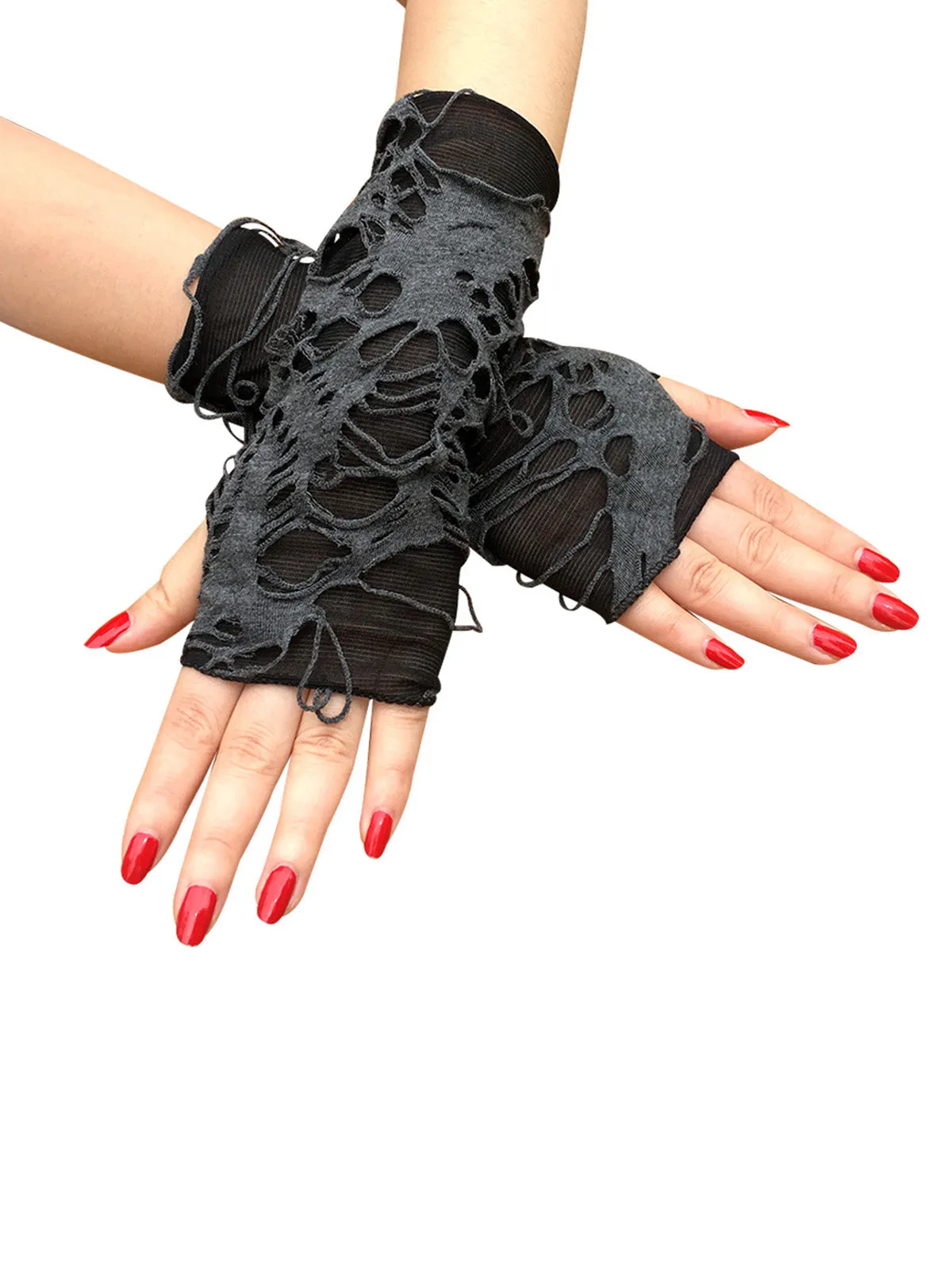 Latest Halloween Ripped Punk Gloves