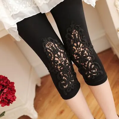 leggings 2017 new quality size S- 7xl women leggings thin hollow thin lace leggings solid pants plus size 7xl 6xl 5xl