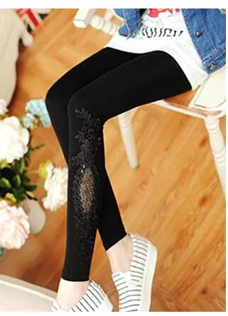 leggings 2017 new quality size S- 7xl women leggings thin hollow thin lace leggings solid pants plus size 7xl 6xl 5xl