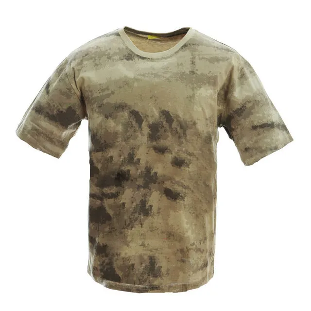 MEGE Summer Cotton T-shirt, Men Military Dry Camo Camp Tees, Camouflage Breathable Tactical  Army Trainning Combat T Shirt