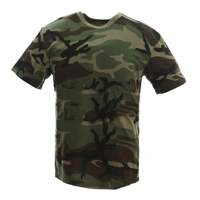 MEGE Summer Cotton T-shirt, Men Military Dry Camo Camp Tees, Camouflage Breathable Tactical  Army Trainning Combat T Shirt