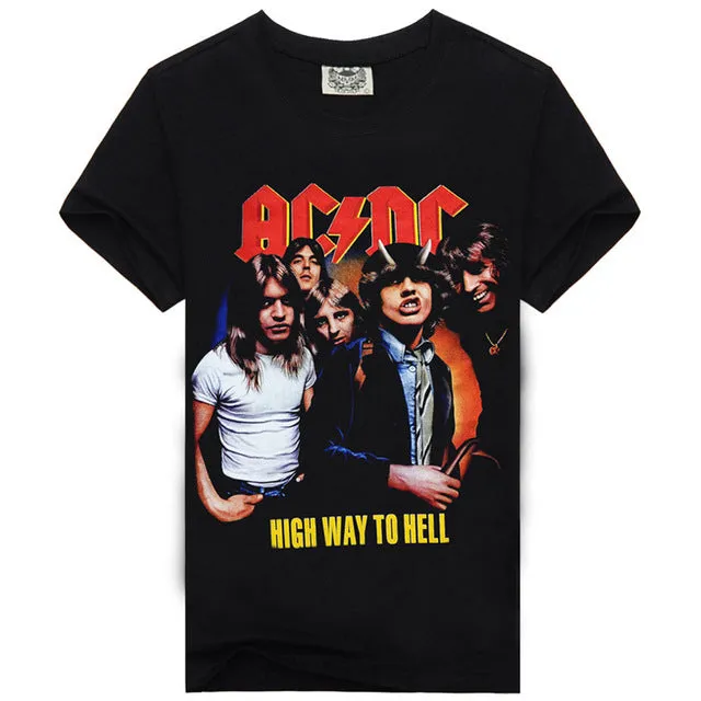 [Men bone] paragraph 9 cartoon rock crime men t-shirts AC DC hip hop fashion heavy metal t shirt