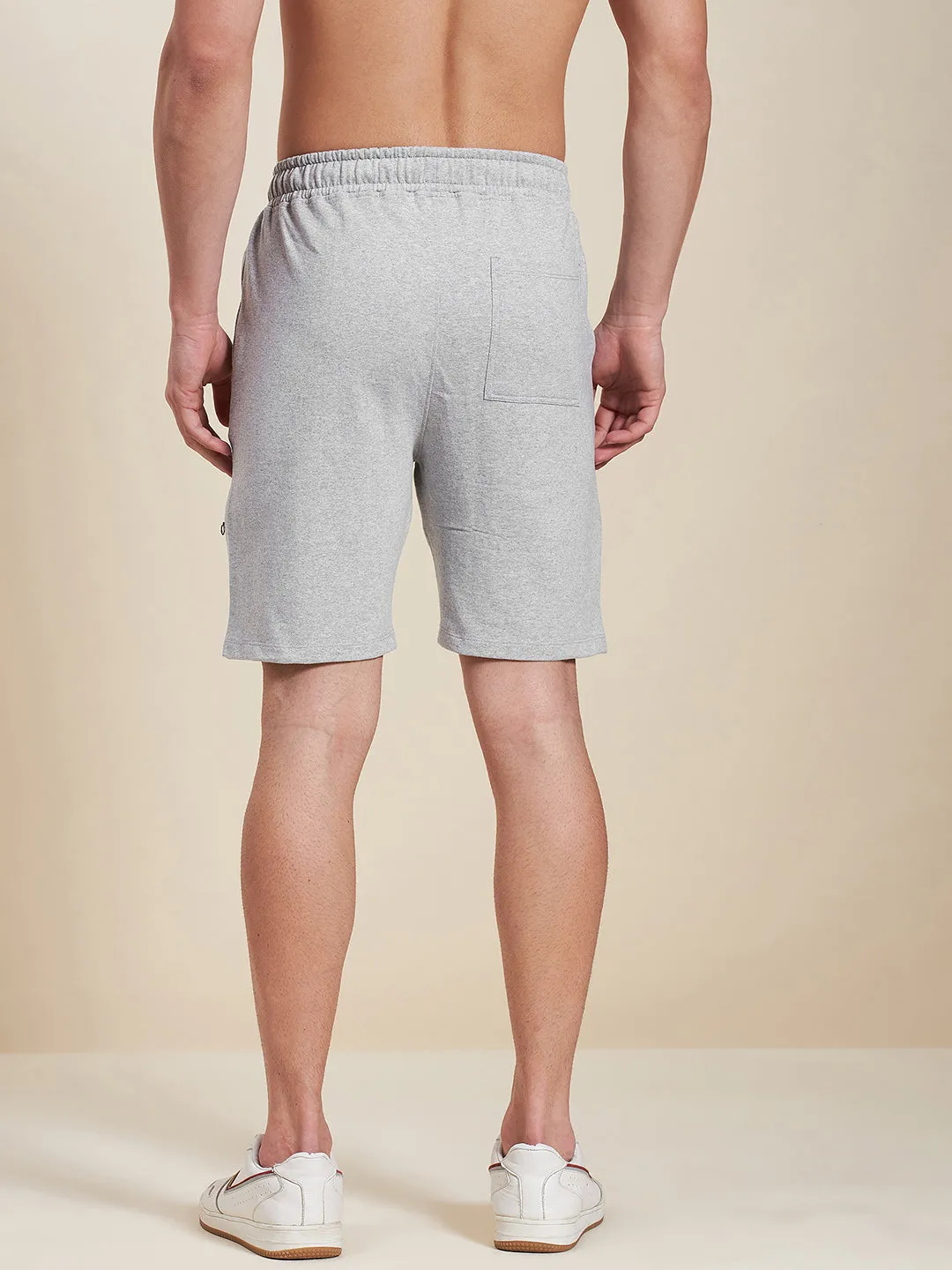 Men Grey Terry Zipper Detail Shorts