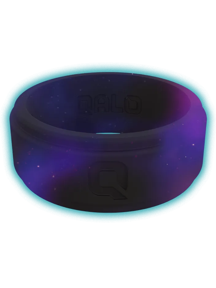 Men's Aqua Galaxy Glow Silicone Ring