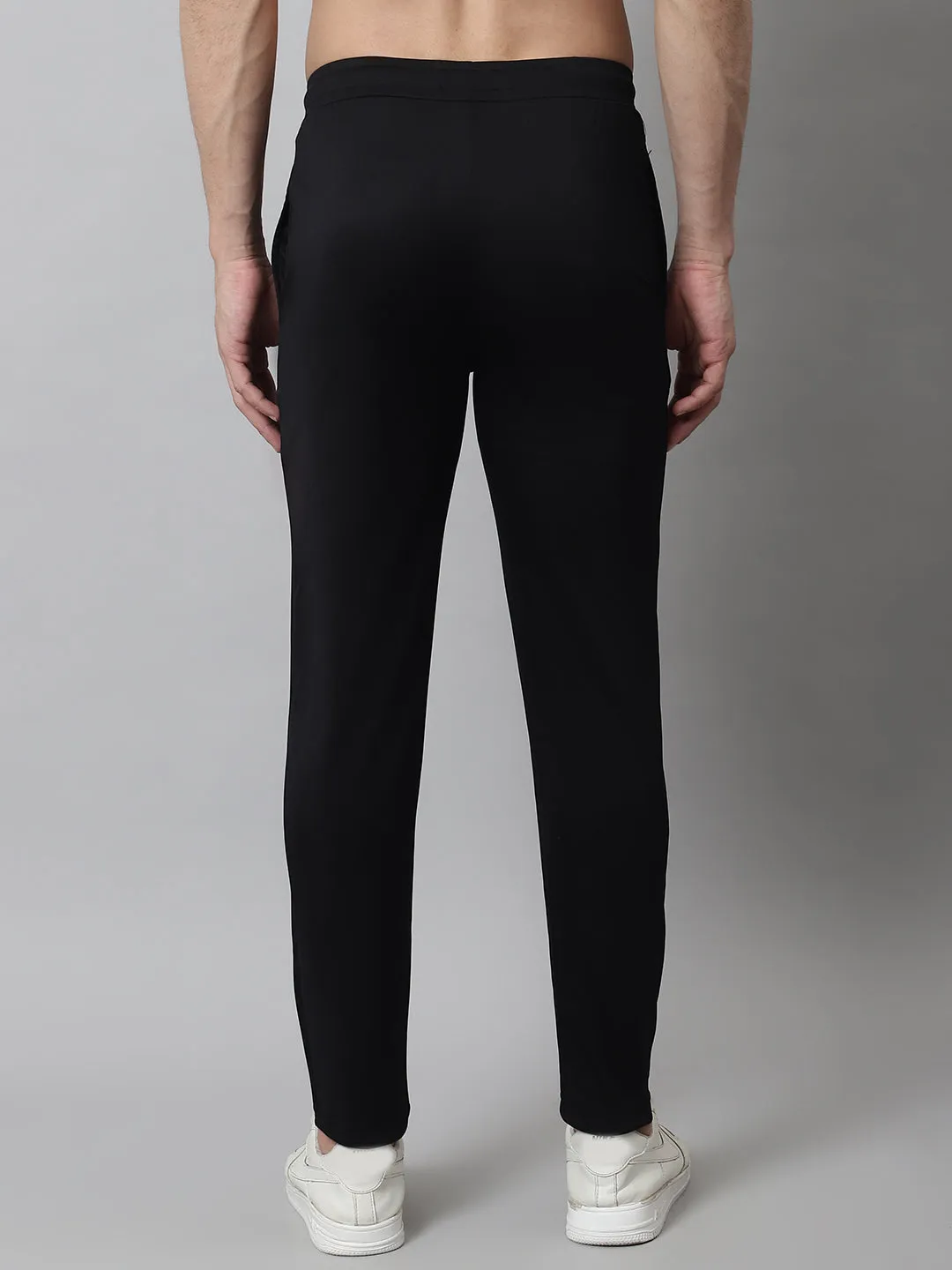 Men'S Black Solid Streachable Lycra Trackpants