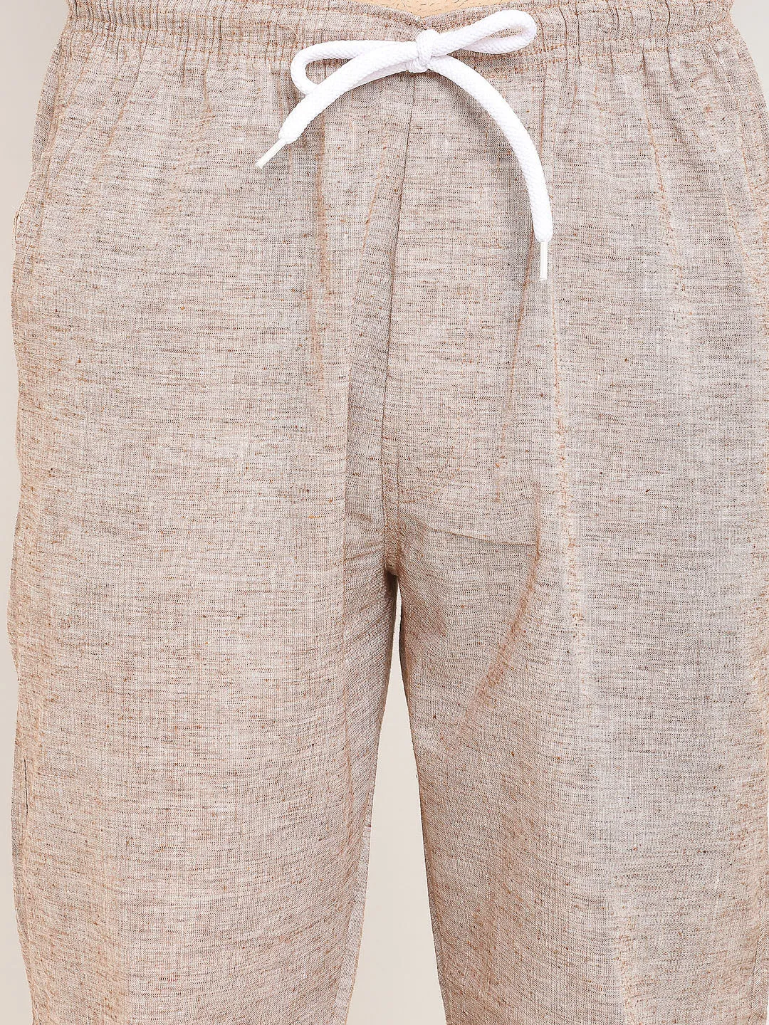 Men'S Brown Linen Cotton Track Pants