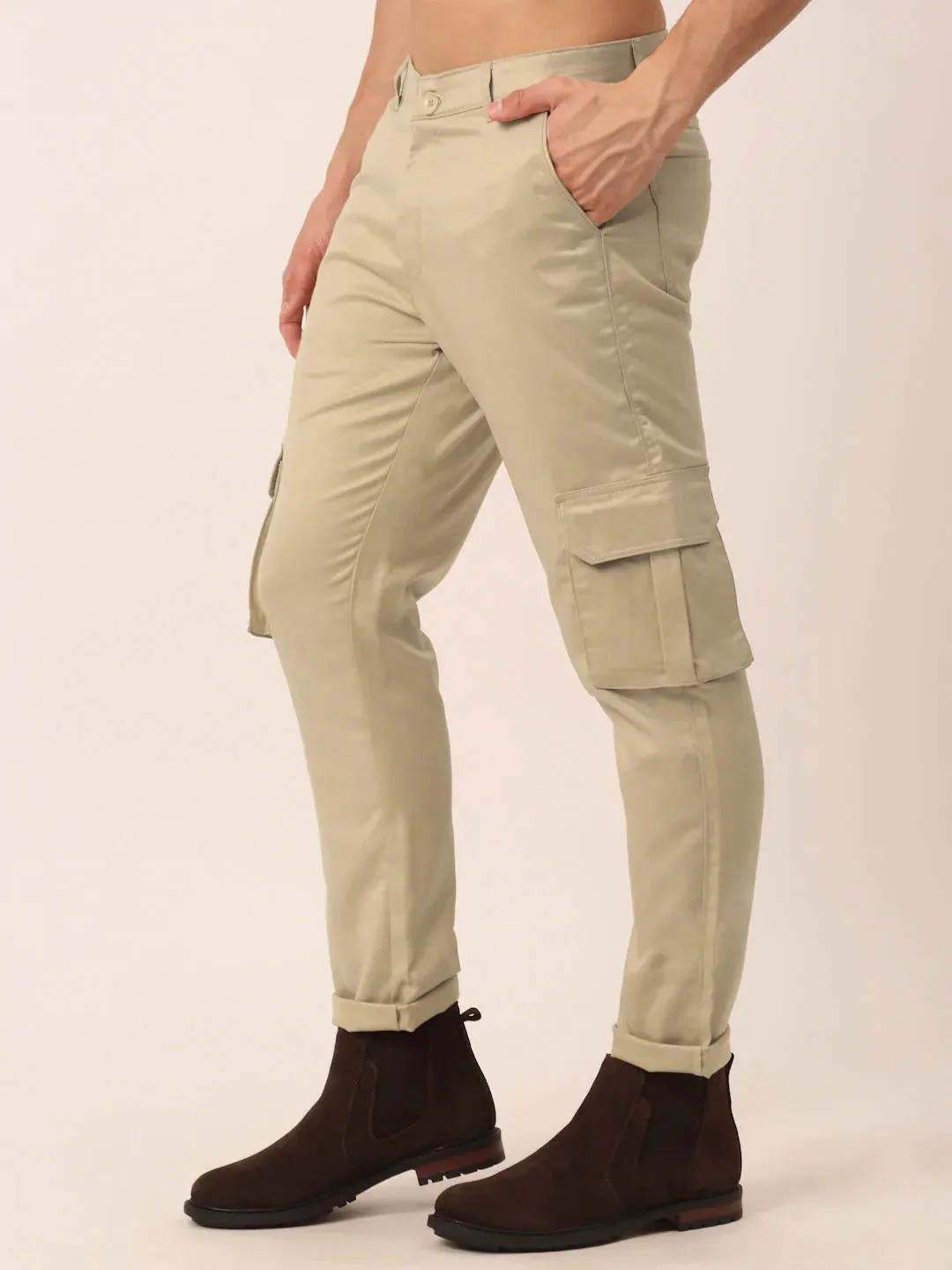 Men'S Casual Cotton Solid Cargo Pants