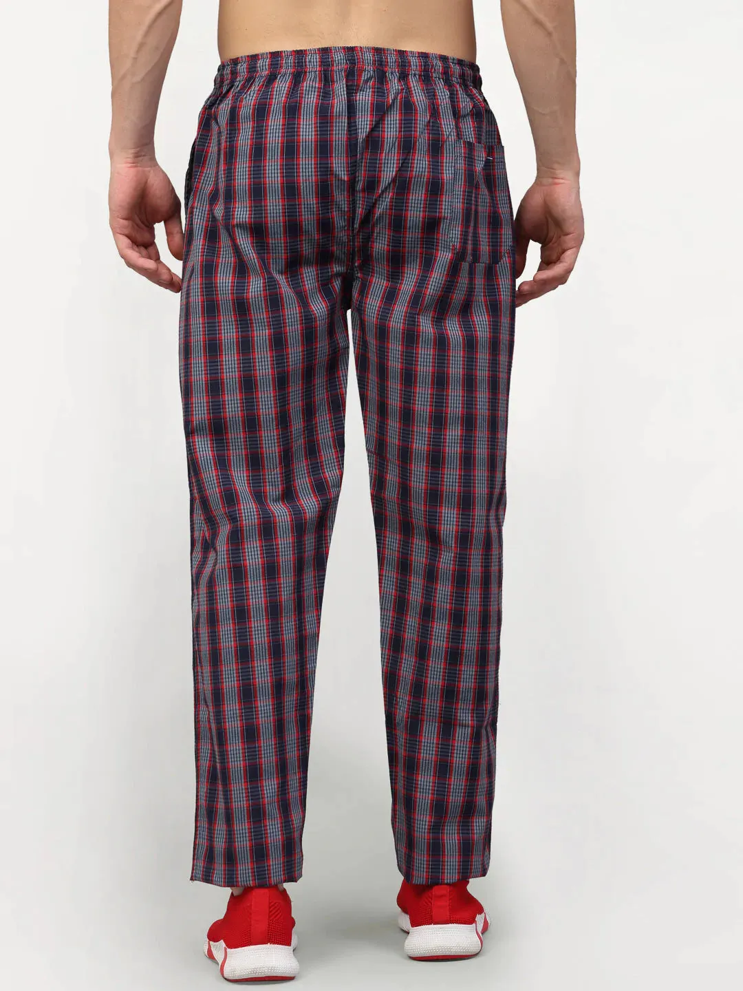 Men'S Grey Cotton Checked Track Pants