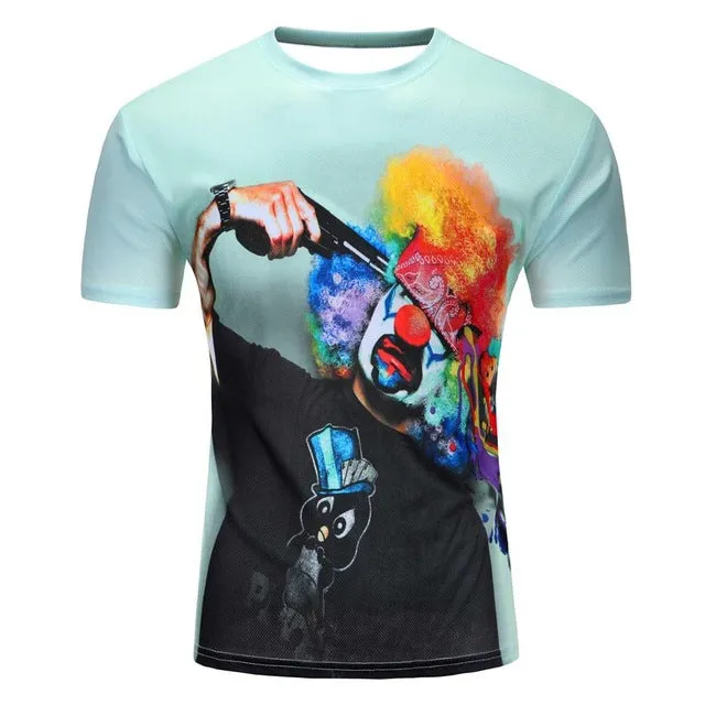 Men's Short Sleeve Polyester O-Neck T-Shirt Punk 3D Print Suicide squad T shirt Men t shirt M-4XL 2017 New Fashion top tees