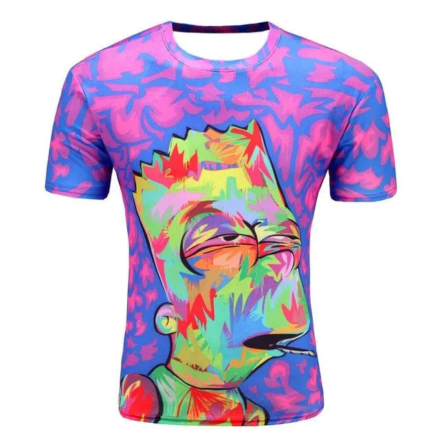 Men's Short Sleeve Polyester O-Neck T-Shirt Punk 3D Print Suicide squad T shirt Men t shirt M-4XL 2017 New Fashion top tees