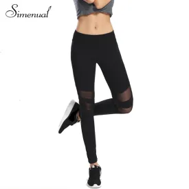 Mesh splice fitness leggings for women 2017 harajuku athleisure sexy slim trousers black legging elastic push up woman clothes