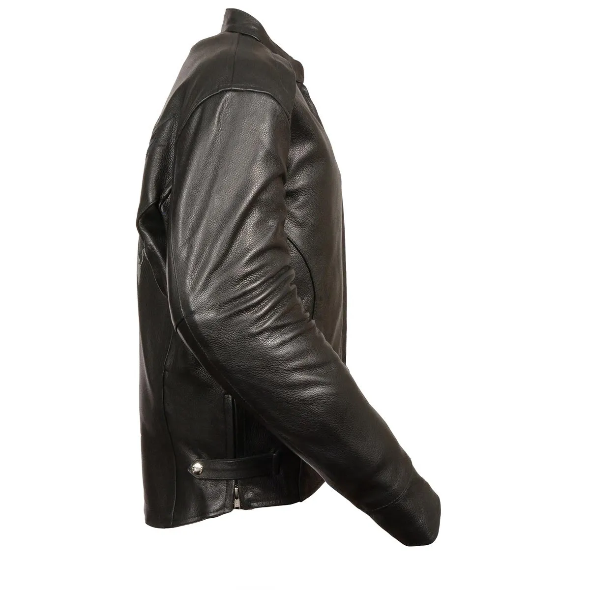 Milwaukee Leather ML2055 Men's Black Leather Scooter Jacket with Reflective Skull Design