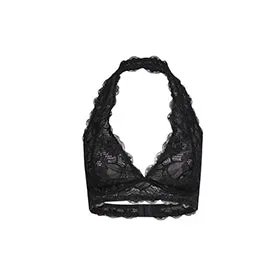 Missomo 2017 New Fashion Women Black White Lace Sexy Push Up Bralette Semi-sheer Underwear Print Flower Trim Soft Halter Bras