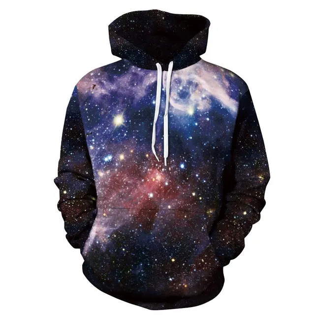 Mr.1991INC Space Galaxy 3d Sweatshirts Men/Women Hoodies With Hat Print Stars Nebula Autumn Winter Loose Thin Hooded Hoody Tops