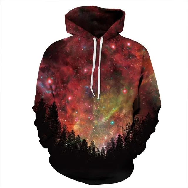 Mr.1991INC Space Galaxy 3d Sweatshirts Men/Women Hoodies With Hat Print Stars Nebula Autumn Winter Loose Thin Hooded Hoody Tops