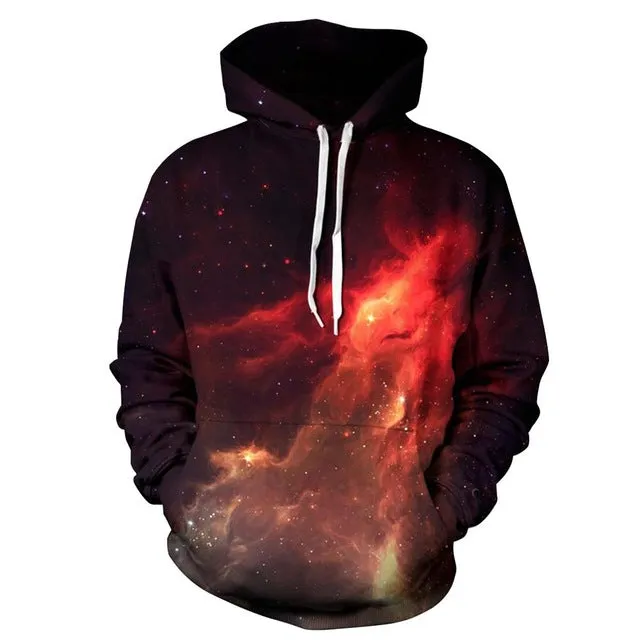 Mr.1991INC Space Galaxy 3d Sweatshirts Men/Women Hoodies With Hat Print Stars Nebula Autumn Winter Loose Thin Hooded Hoody Tops