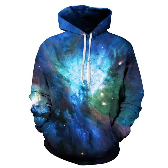 Mr.1991INC Space Galaxy 3d Sweatshirts Men/Women Hoodies With Hat Print Stars Nebula Autumn Winter Loose Thin Hooded Hoody Tops