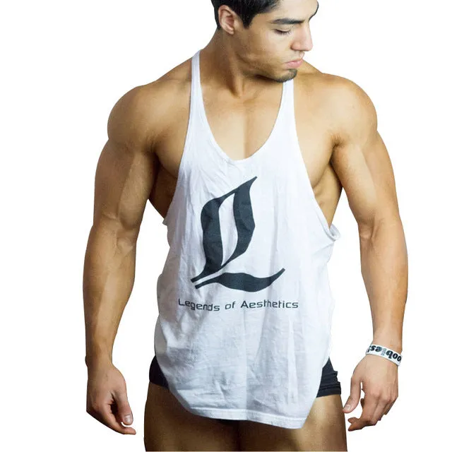 MUSCLE ALIVE Golds Gyms Tank Tops Mens Bodybuilding Clothes Fitness Men Singlet Sleeveless Cotton Workout Stringer Gyms Shirts