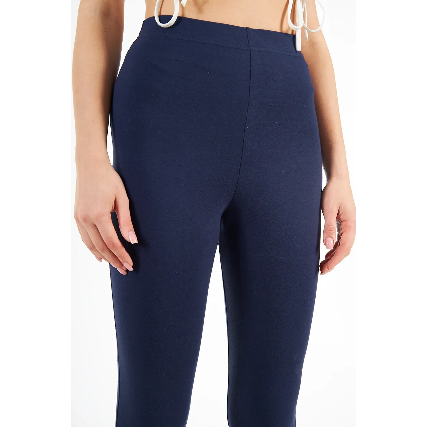 Navy Cotton Jersey Leggings