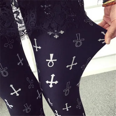 New 2017 Print Flower Leggings Leggins Plus Size Legins Guitar Plaid Thin Nine Pant Fashion Women Clothing aptitud Trousers K092