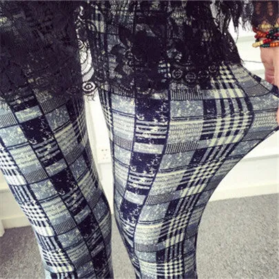 New 2017 Print Flower Leggings Leggins Plus Size Legins Guitar Plaid Thin Nine Pant Fashion Women Clothing aptitud Trousers K092