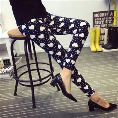 New 2017 Print Flower Leggings Leggins Plus Size Legins Guitar Plaid Thin Nine Pant Fashion Women Clothing aptitud Trousers K092