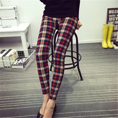 New 2017 Print Flower Leggings Leggins Plus Size Legins Guitar Plaid Thin Nine Pant Fashion Women Clothing aptitud Trousers K092