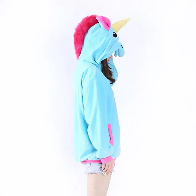 New Novelty Women Hoodies Fashion Cartoon unicorn Sweatshirts Tracksuits Women gardigan hoodies Girl Winter cute Hooded Jacket