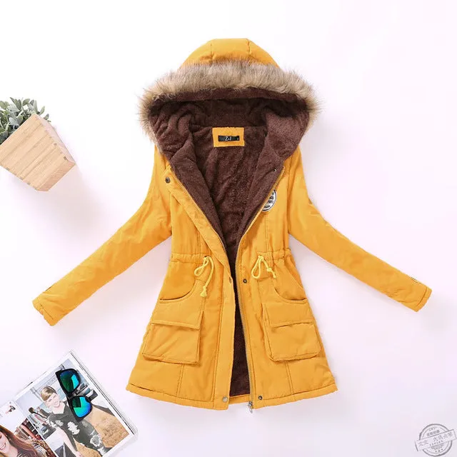 new winter military coats women cotton wadded hooded jacket medium-long casual parka thickness plus size XXXL quilt snow outwear