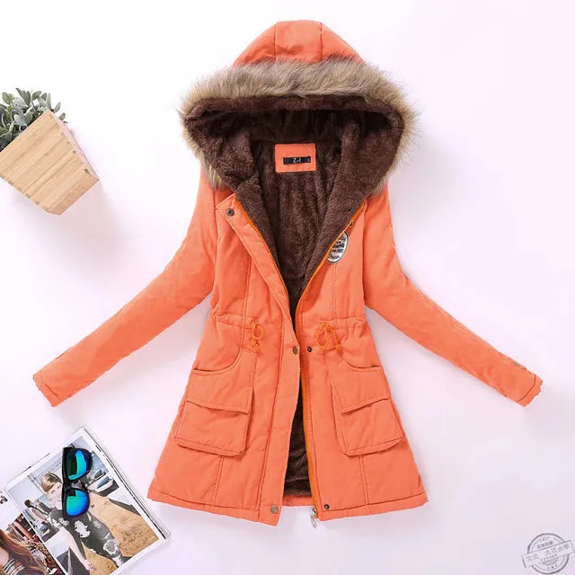 new winter military coats women cotton wadded hooded jacket medium-long casual parka thickness plus size XXXL quilt snow outwear