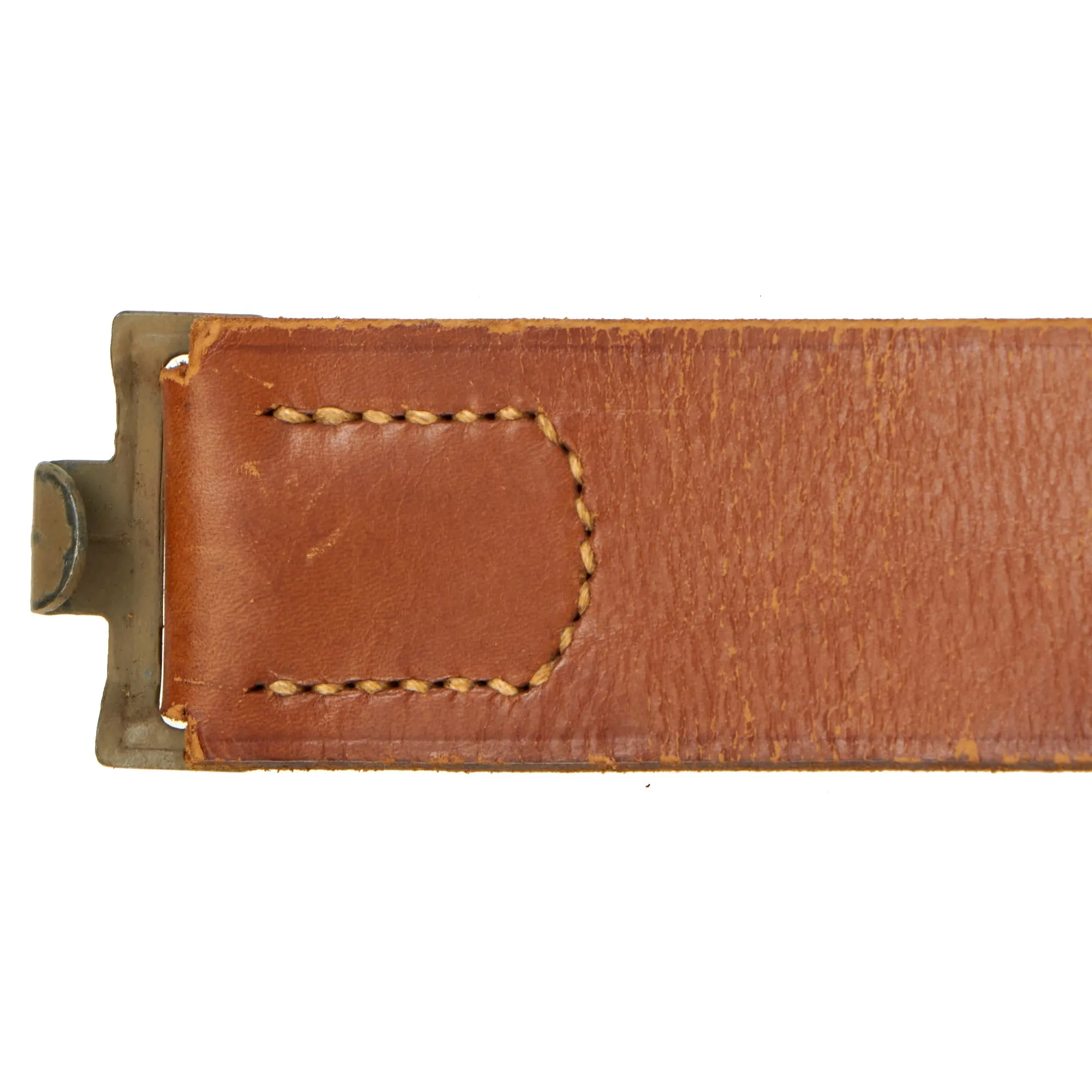 Original German WWII EM/NCO Luftwaffe Belt with Pebbled Aluminum Buckle by Franz Reichenauer - dated 1938