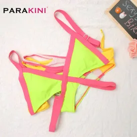 PARAKINI 2017 New Women Bikinis Set Push Up Swimsuit Hot Sale Cheap Bandage Swimwear Biquini Red White Black Patchwork Tankini