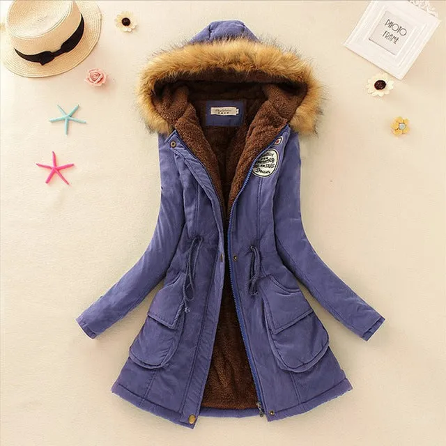 Parkas Women Coats Fashion Autumn Warm Winter Jackets Women Fur Collar Long Parka Plus Size Hoodies Casual Cotton Outwear Hot