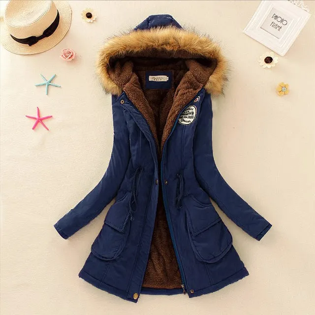 Parkas Women Coats Fashion Autumn Warm Winter Jackets Women Fur Collar Long Parka Plus Size Hoodies Casual Cotton Outwear Hot